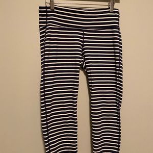 Navy Blue and White striped leggings
